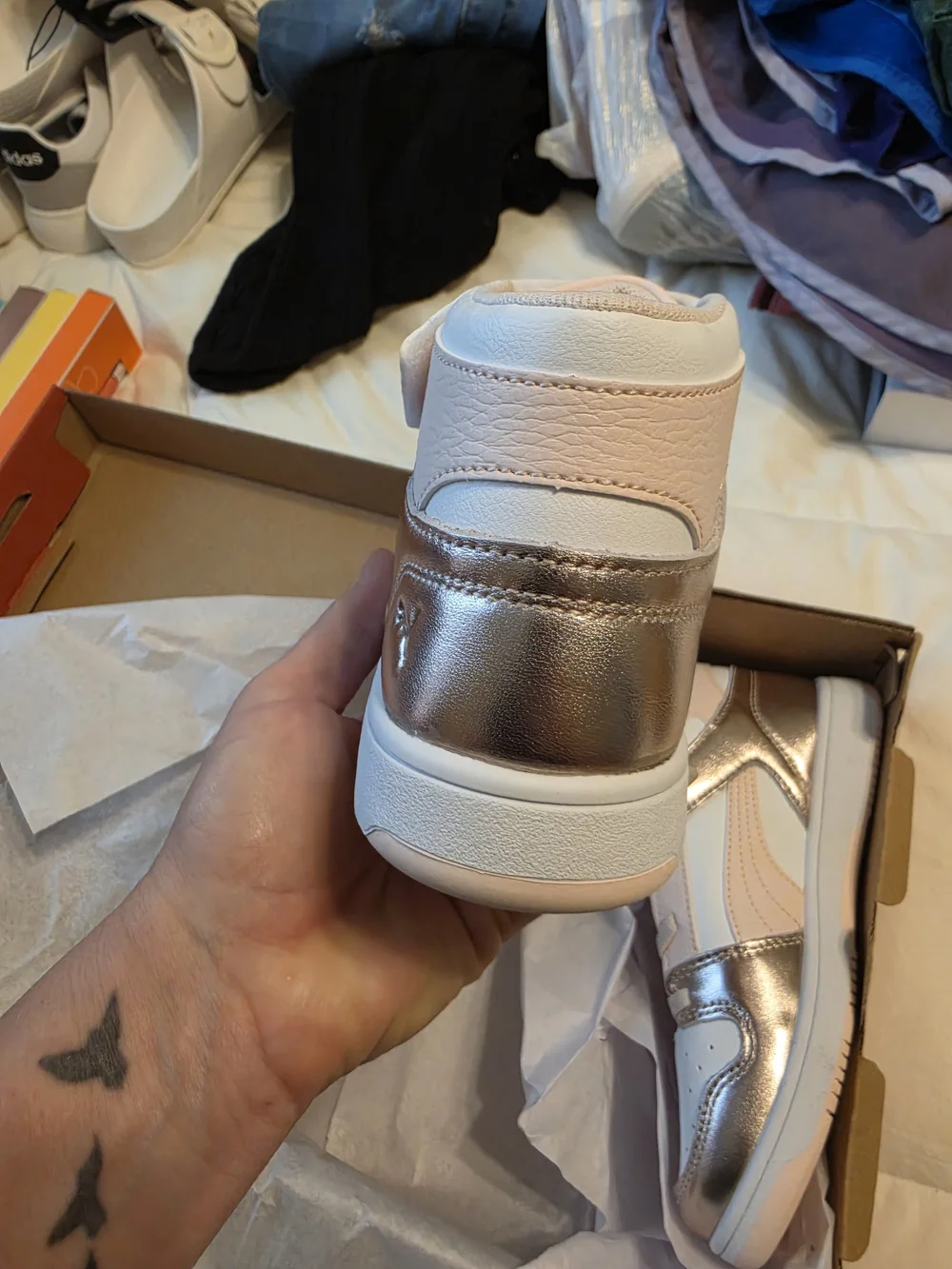 PUMA Kids' Pink & Silver High-Top Sneakers